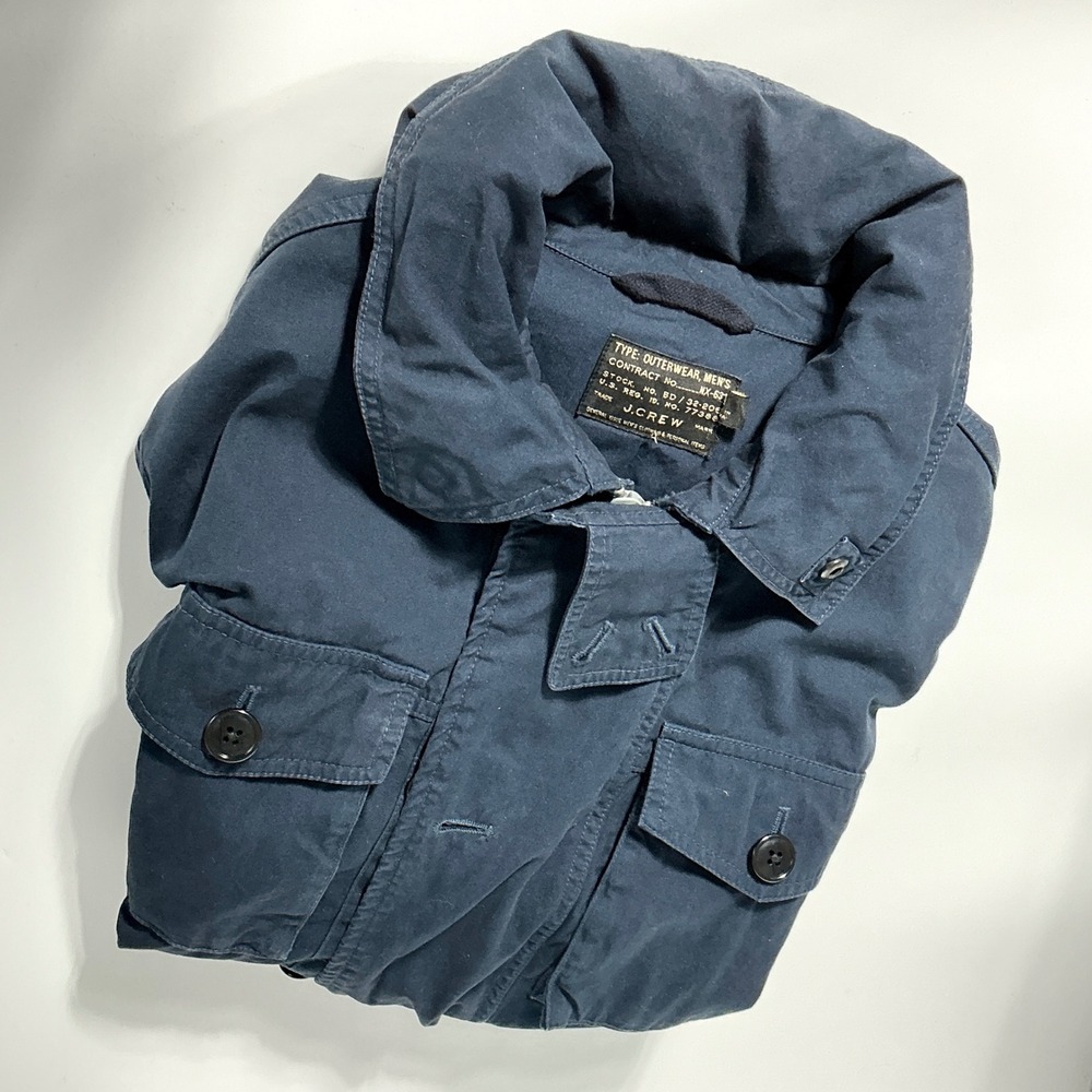 J.Crew Size M Medium Mens Navy Cotton Military Field Mechanic Jacket Hooded